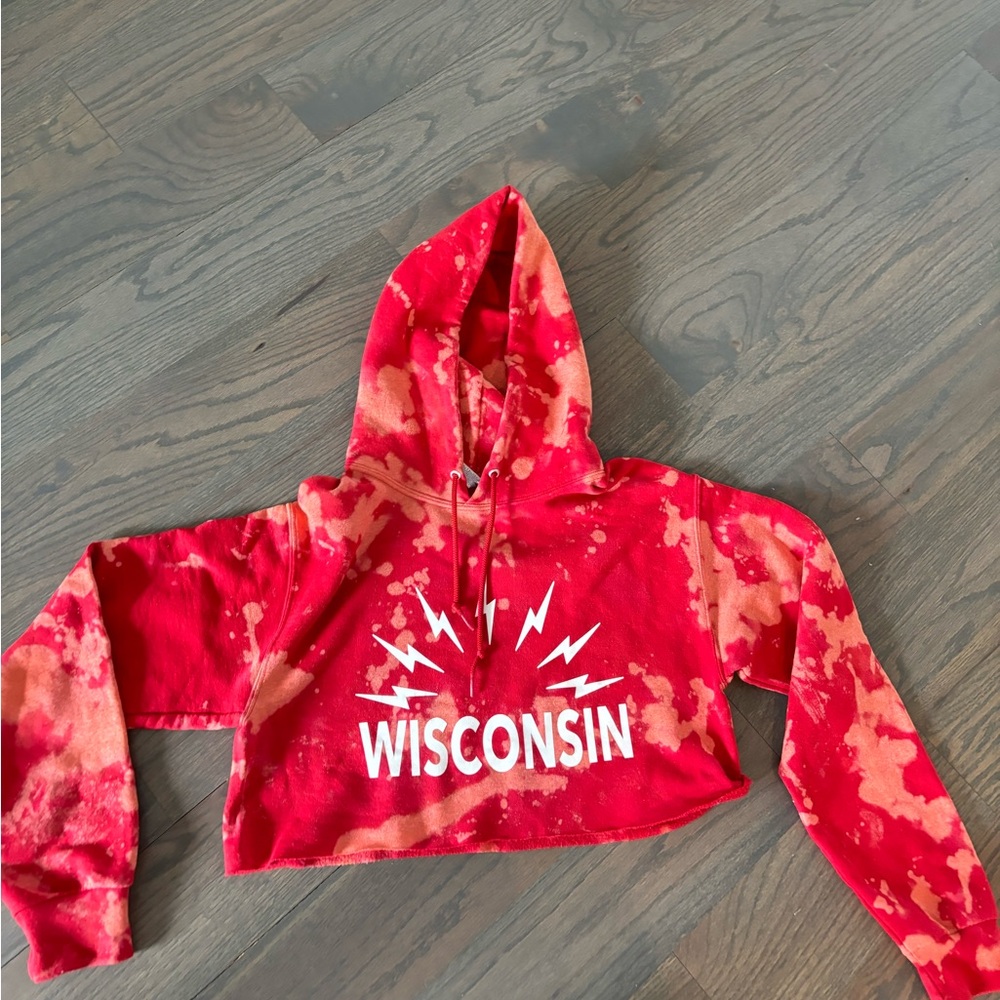 Small Wisconsin cropped Tie dye hoodie